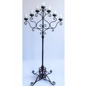 Bougeoir votif de conception forgée de candélabre de couleur brune pour les fournitures de table de pièce maîtresse de mariage d'arrangements floraux - Product Image 5