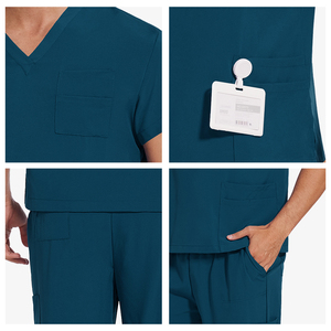 Men Wholesale Polyester Medical Scrubs Uniforms <b>Sets</b> Hospital <b>Doctor</b> Nurse Working Scrubs Suits With Customized Color - Product Image 4