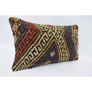 Coussin en laine multicolore Kilim 12x20 pouces Patchwork Woven Vintage Pattern Luxury Style Leaves Design for Sofa Coussin décoratif - Product Image 3