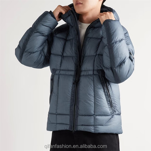 Veste bouffante hiver nylon Logo personnalisé hommes fermeture éclair bouton pression avec capuche couleur unie grande taille coupe-vent hommes veste d'hiver - Product Image 5