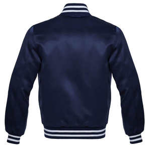 Vente en gros Veste de baseball unisexe élégante en satin Broderie de logo personnalisé Veste Letterman en satin au Pakistan pour hommes - Product Image 3