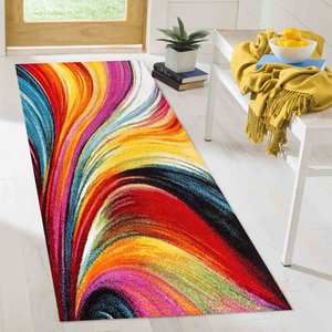 พรมนามธรรมที่มีสีสัน: พรมสำเนียงสีรุ้งที่ทันสมัย, พรมพิมพ์ลาย, กับกองพรมนุ่ม - Product Image 5