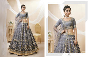 Lehengha choli คอลเล็คชั่นพิเศษ georgette กับนักออกแบบปักสี่ลำดับและนักออกแบบ latkan - Product Image 6