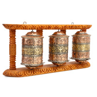 Roues de prière tibétaines bouddhistes artisanales en laiton sculpté et gravé, pour la maison ou le sanctuaire de méditation, objet de collection