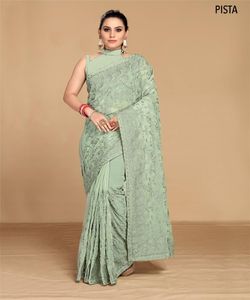 Sari Radiant Babari de Seda, Saris Indios Tradicionales para Mujer, Tejido Georgette Auténtico, Elegante para Fiestas - Product Image 2