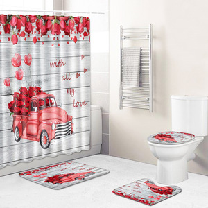 Custom Printed Valentine <b>Bathroom</b> Rug <b>Set</b> for <b>Bathroom</b> Non-Slip Shower Curtain Bath <b>Mat</b> - Product Image 6