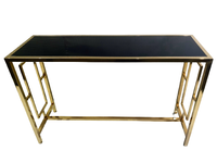 Tables consoles modernes de luxe en acier inoxydable avec plateau en verre transparent pour salon, miroirs extérieurs, meubles de toilette, décoration intérieure, finition personnalisée