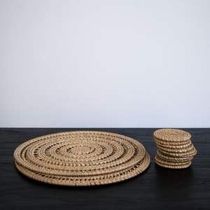 Trending Design Dining Table Mat <b>Heat</b> Resistant Hand Woven Jute <b>Coaster</b> Coffee Embroidered Mats Rattan Jute Linen Placemats - Product Image 2