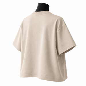 Camiseta de Algodón Extra Grande Personalizada al por Mayor, Color Beige, Unisex, Manga Corta, con Estampado Gráfico, Estilo Urbano - Product Image 5