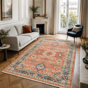 Netline Home Refined Medallion Warm Orange Traditional Washable <b>Rug</b> - Product Image 5