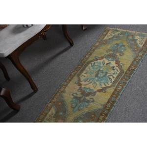 Classique vert bleu 1.5 X 3.5ft fait à la main laine tapis turc grande surface Rectangle Patchwork Latex support pour couloir chambre décor - Product Image 2