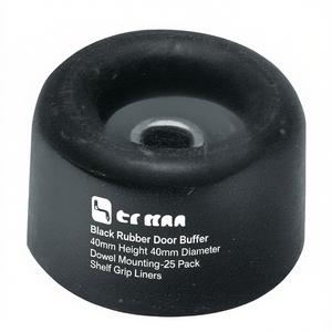 Black Rubber Door Buffer 40mm Height 40mm Diameter Dowel Mounting-25 Pack <b>Shelf</b> Grip <b>Liners</b> - Product Image 2