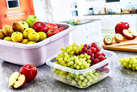 Bac en plastique PP transparent rectangulaire 7L, facile à nettoyer, multi-usages, moderne, pour le rangement et le lavage des fruits et légumes dans la cuisine