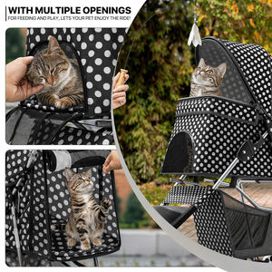 Poussette pour animaux de compagnie TH-PPS-619 légère à 3 roues, pliage facile et rapide, chariot de voyage portable pour animaux de compagnie avec roues flexibles - Product Image 5