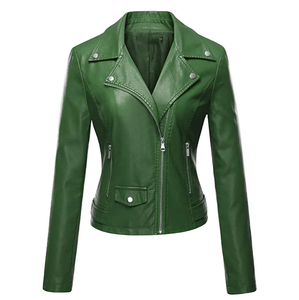 ESPRIT Chaqueta de Cuero Auténtico Estilo Biker para Mujer, Gran Oferta, Cuello de Solapa Satinada, Cierre de Cremallera, Forro Transpirable de Viscosa, OEM Sialkot - Product Image 5