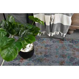 พรมขนสัตว์ตุรกี4.8x7.3ft สีเทาแบบคลาสสิกผ้าโพลีเอสเตอร์เย็บปะติดปะต่อกันออกแบบสำหรับห้องนั่งเล่นห้องนอนสำหรับวัยรุ่นห้องโถงสี่เหลี่ยมผืนผ้าน้ำยาง - Product Image 2