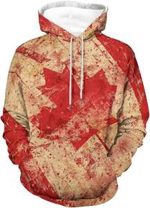 Sudadera con Capucha de Algodón 100% Fabricada a Medida, Unisex, Gruesa, con Sublimación de la Bandera Canadiense - Product Image 2