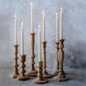 Antique finished wooden candle holder perfect for farmhouse themed home accents with timeless handcrafted wooden <b>charm</b> - Product Image 1