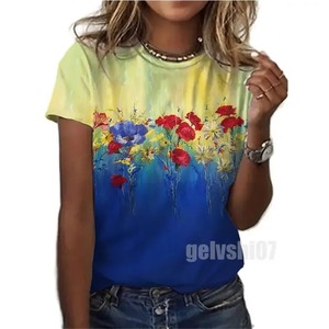 Camisetas de verano con estampado elegante para mujer, pintura al óleo abstracta, Camiseta con estampado Floral 3D, ropa de calle, Tops Unisex, moda Vintage - Product Image 2