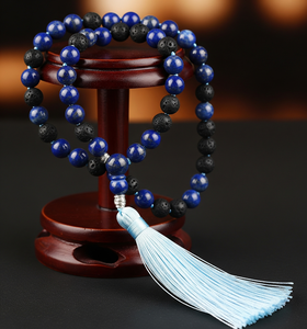 Collar de cuentas Mala 108 hecho a mano, 6mm, lapislázuli suave, piedra preciosa de Lava, pulido Natural, regalo religioso de moda, oración - Product Image 6