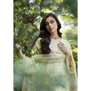 Ensemble de costume ELAF pour femmes, chemise brodée en dentelle à 3 pièces avec dupatta imprimé en mousseline et pantalon - BIC-4912 - Product Image 5