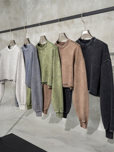 380GSM Heavyweight Custom Hot Girl <b>Crop</b> <b>Top</b> Hoodie High Quality Streetwear Sweatshirts Pullover Cropped Oversize Hoodie - Product Image 3