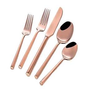 Juego de cubiertos de metal chapado en cobre con mango real para boda, fiesta, Hotel, vajilla de mesa, juego de cubiertos para comer - Product Image 4