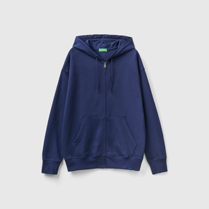 Sweat à capuche à fermeture éclair en polaire 400 Gsm 100% coton solide noir coupe régulière saison d'hiver col à capuche fermeture éclair thermique - Product Image 4