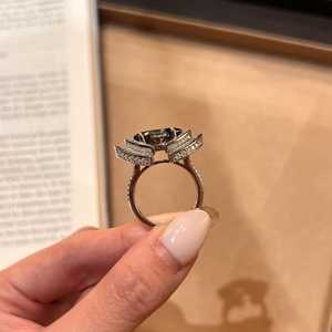 Original Marquesa gris oscuro y blanco Baguette corte Moissanite diamante anillo de lujo 925 joyería fina de plata para regalo de fiesta para ella - Product Image 5