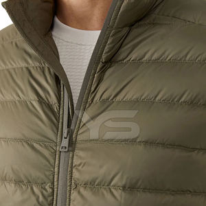 Blouson bombardier matelassé sans manches enduit col montant motif solide coupe-vent respirant fermeture éclair hiver veste à bulles personnalisée - Product Image 5