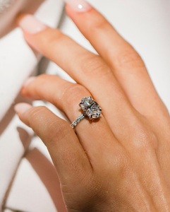 10X8mm Oval Cut Moissanite Engagement <b>Ring</b> <b>Solitaire</b> Pave 925 Sterling <b>Silver</b> Custom Jewelry - Product Image 1
