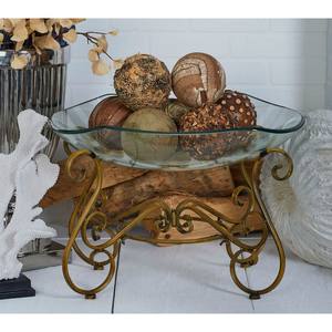 Elegante Frutero de Cristal Transparente Hecho a Mano con Base de Metal Dorado en Forma de Espiral, Centro de Mesa Decorativo para Comedor, Apto para Lavavajillas - Product Image 1