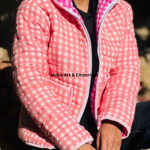Veste bomber en coton matelassé à fleurs, faite à la main en Inde, brodée à la main, col montant classique, unisexe, réversible, manteau d'hiver - Product Image 4