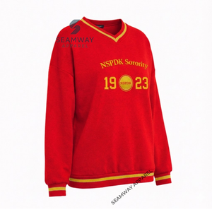 Sweat-shirt décontracté en coton pour femme NSPDK Sorority, pull à col rond, style universitaire, surdimensionné, brodé, coupe moderne - Product Image 2