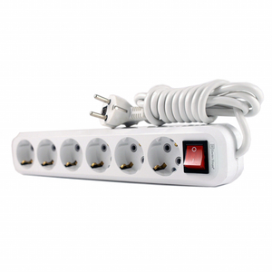6 Way White <b>Extension</b> <b>Socket</b> With Grounding With Button 3 Meters Cable Electrical Power Strip ABS Plastic UK US EU Standard - Product Image 2