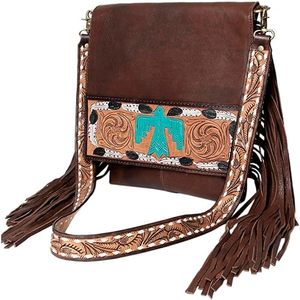Bolso de mano de cuero auténtico hecho a mano para mujer, bolso de hombro cruzado de cuero Vintage auténtico para uso en oficina - Product Image 6