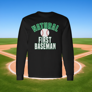 Camiseta Deportiva de Manga Larga para Niños, Diseño Natural de Primera Base de Softbol - Product Image 3