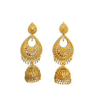 Juego de pendientes de la mejor calidad 100% con diseño de lujo de 22CT chapado en oro estilo Jhumka pendientes joyería para mujer desgaste por exportadores - Product Image 2