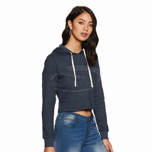 Women's Sustainable 100% Cotton Casual <b>Crop</b> <b>Top</b> Hoodie Winter Streetwear Stand Collar Quarter-Zip Front Sweatshirt Manufacturing - Product Image 2