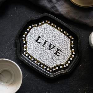 Bandeja de servir con patrón de mosaico geométrico con borde ondulado curvo 160x190mm - Product Image 4