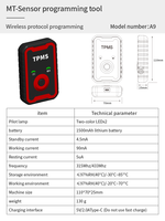 Herramienta de Programación TPMS, Precio de Fábrica al por Mayor, Mate A9 2 en 1, 315/433MHz, Sensor y Herramienta de Diagnóstico TPMS Universal