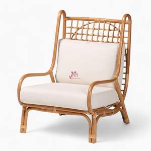 Rattan Lounge Chair with <b>Cushion</b> Rattan Arm Chair Rattan Chair for Living Room Furniture at Best Market Price - Product Image 1