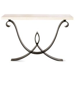 Table console moderne de luxe en acier inoxydable écologique à finition brillante dorée avec plateau en marbre, meubles personnalisables - Product Image 1