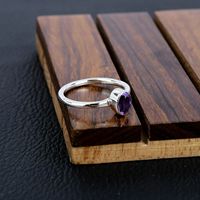 Bague fine classique en argent sterling 925 pierre précieuse améthyste coupe ovale pour les mariages fêtes fiançailles anniversaire autres célébrations