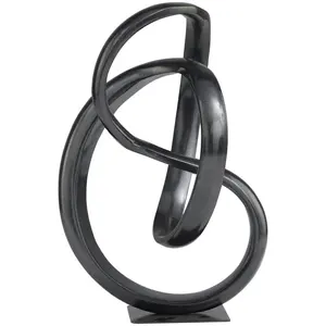 Sculpture décorative abstraite en métal aluminium Décoration intérieure Sculpture polie moderne Statue en aluminium abstrait gris foncé aluminium - Product Image 1