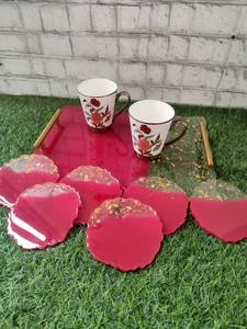 Plateau de service décoratif en résine de bonne qualité pour plateau de mariage décoratif de table disponible en différentes tailles - Product Image 4