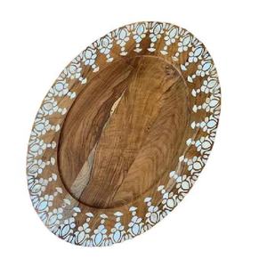 Plateau de chocolat Ramadan unique fait à la main forme ovale décorative finition en bois nacre incrustation Offre Spéciale Dates bonbons support plaque - Product Image 1