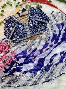 Rangoli Silk พิเศษภาพพิมพ์ดิจิทัล leharriya และการเย็บปักถักร้อย Saree ผู้หญิงแฟชั่นผู้ผลิตและผู้จัดจำหน่ายจาก Surat - Product Image 4