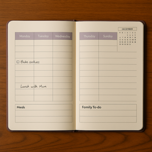 LABON Agenda familial hebdomadaire en lin <span class=keywords><strong>marron</strong></span> avec écriture dorée Organisateur à couverture rigide Livre d'horaire <span class=keywords><strong>neutre</strong></span> élégant pour les mamans ou le bureau - Product Image 3