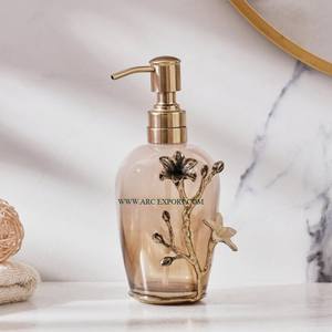 Distributeur de savon fait main de couleur grise en aluminium de luxe de couleur noire de conception de fleur distributeur d'accessoires de salle de bain de Offre Spéciale admirable - Product Image 5